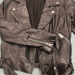 Blank NYC Brown Leather Motorcycle Jacket